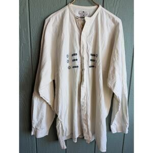 VTG Alejandro Julian Nunez White Embroidered Cotton Tunic Long Sleeve Medium